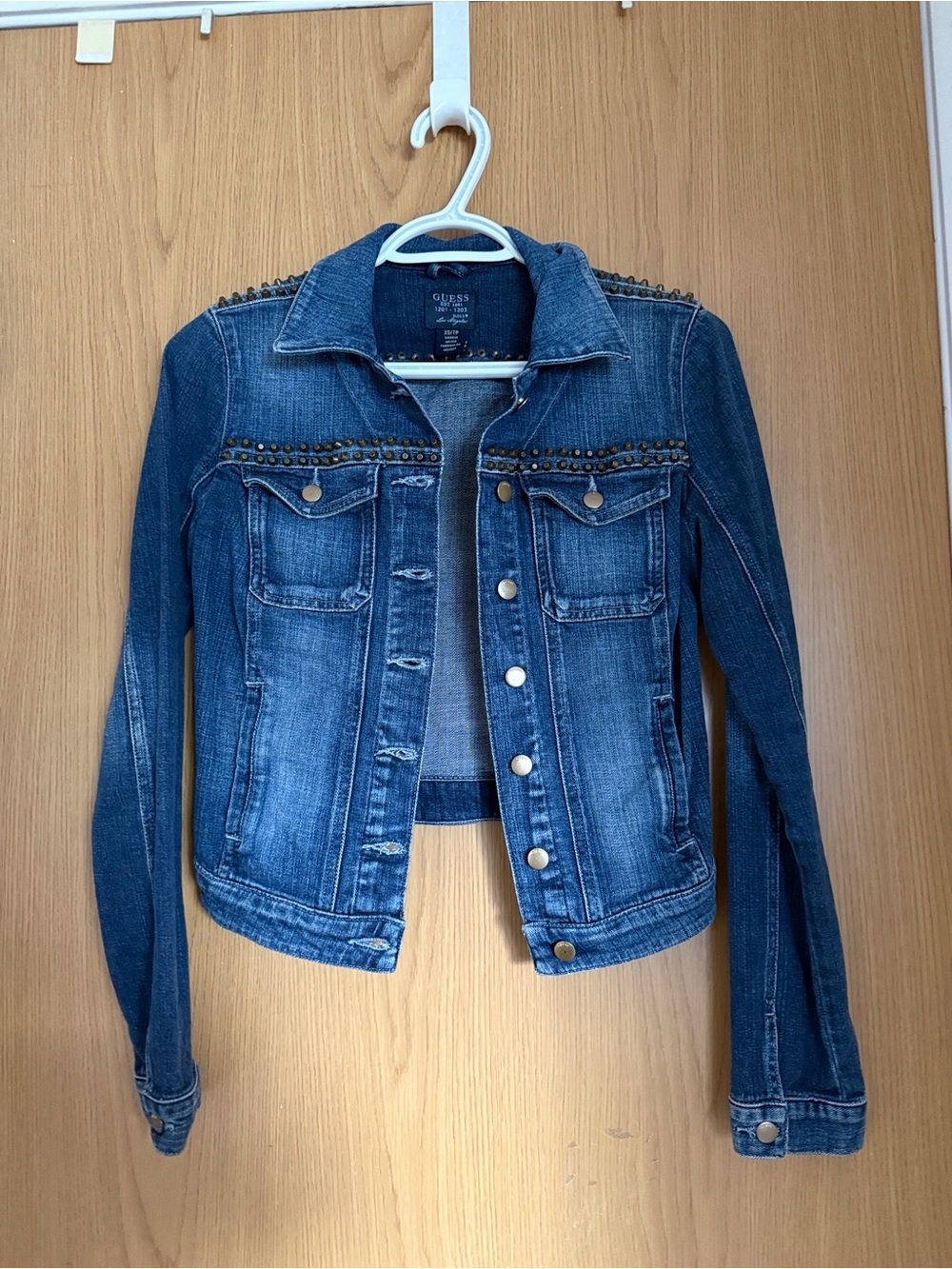 GUESS Blue Stud-Embellished Denim Jacket